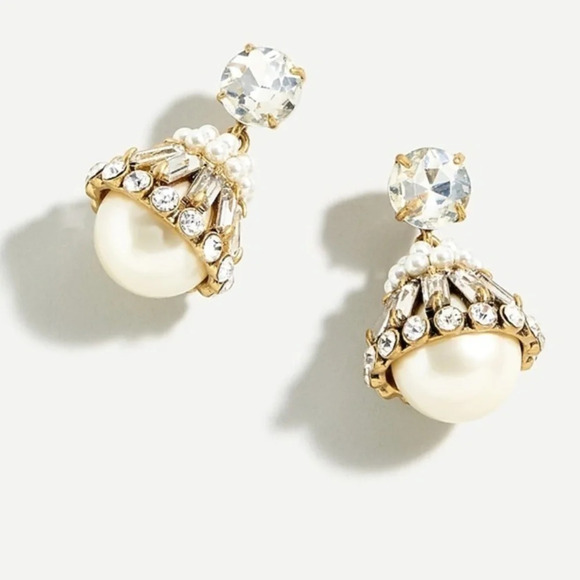 J. Crew Crystal Pearl Drop Earrings - Picture 1 of 2
